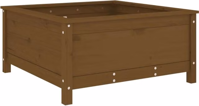 Fioriera rialzata per piante e fiori terrazza giardino 82,5 x 82,5 x 39 cm legno massello di pino marrone 02_0037945