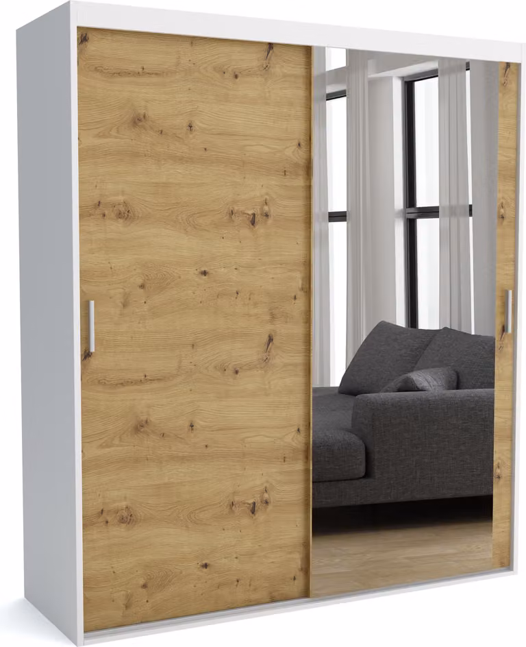 Armadio FURNLUX mat A Marrone e Bianco 200cm / Colore principale: Marrone / Dimensioni: 200 x 60 x 205 cm