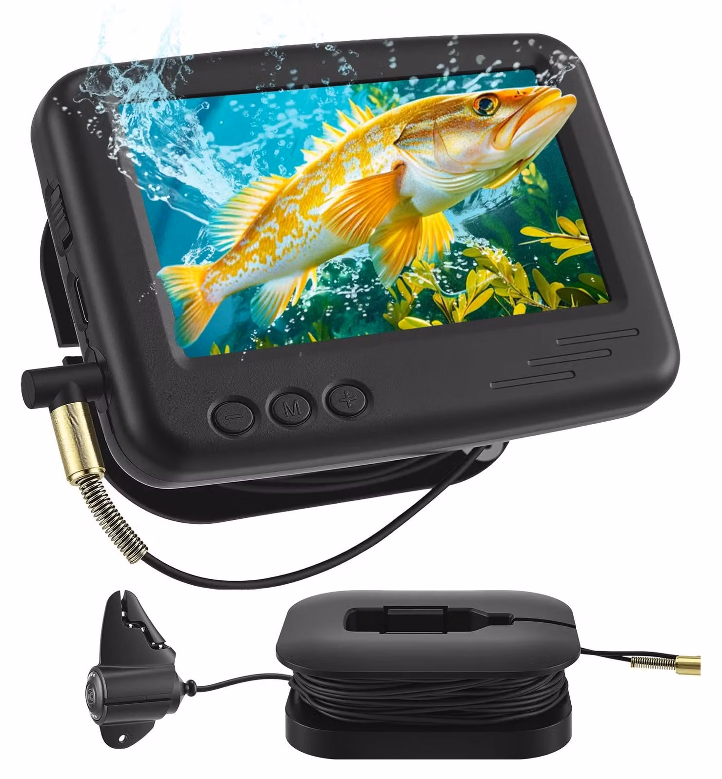Telecamera subacquea per pesci, visione notturna a infrarossi, design portatile, colore nero