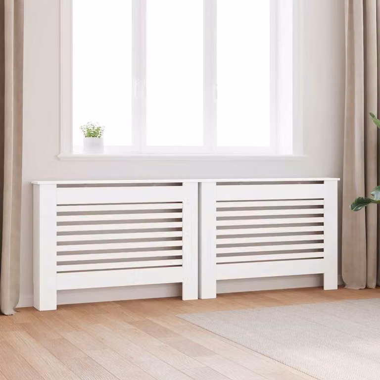 Set di 2 coperture per radiatori vidaXL in MDF bianche L: 112 cm, P: 19 cm, H: 81,5 cm