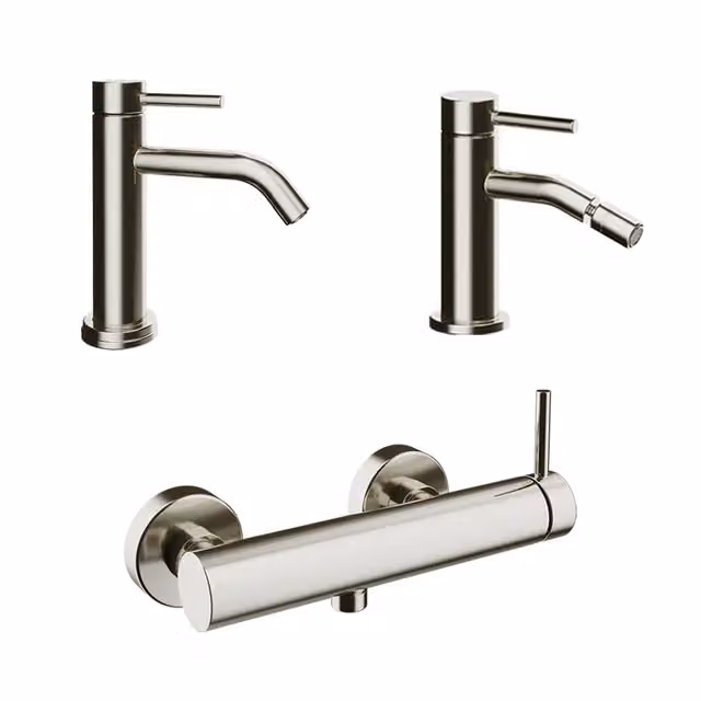 Set miscelatori: lavabo bidet senza scarico ed esterno doccia nickel spazzolato | Bette