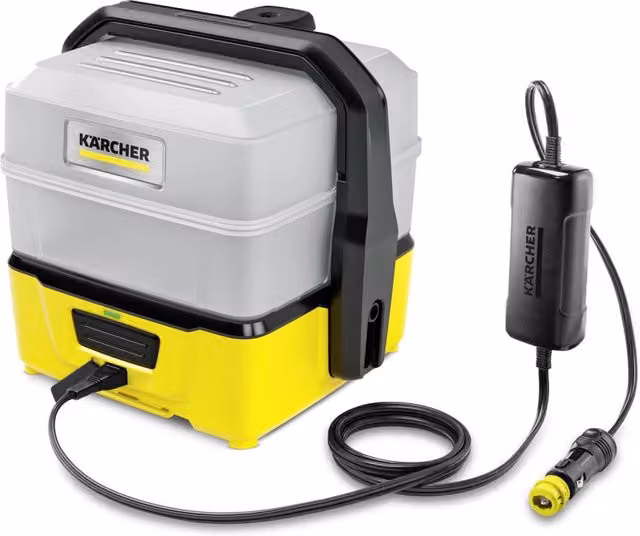 Idropulitrice portatile Kärcher OC 3 Plus Car gialla con batteria agli ioni di litio ricaricabile e portata massima di 2 l/min