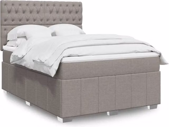 Letto Ibrido vidaXL con Giroletto a Molle e Materasso in Tessuto, Colori Beige, Bianco o Grigio, L/P: 140 x 200 cm