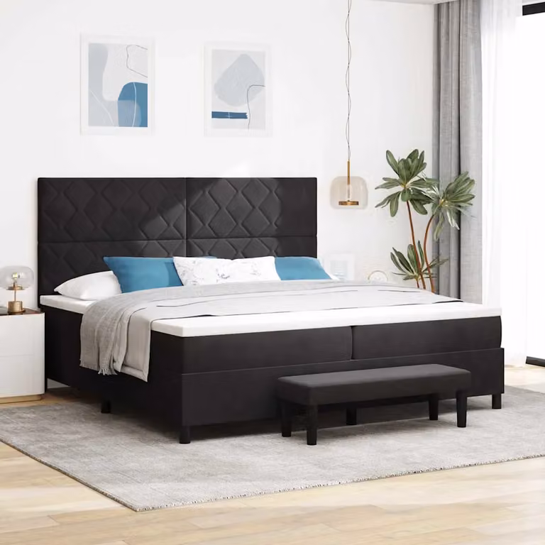 Letto a molle con testiera vidaXL in velluto nero L: 200 cm, P: 200 cm, H: 128 cm