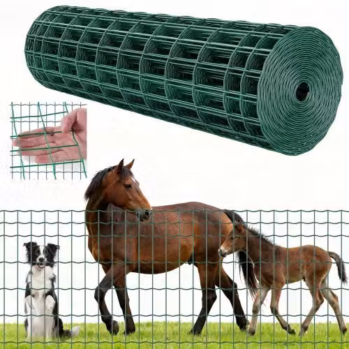 Rete Metallica per Recinzione VEVOR in Acciaio Zincato e PVC, Verde, 1 x 25 m