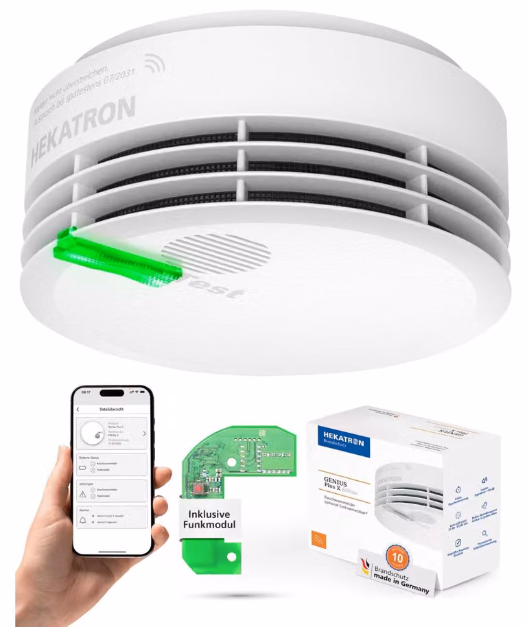 Rilevatore di fumo con rete wireless - Batteria al litio - Durata 10 anni - 85 dB(A) - Prodotto in Germania - Confezione da 1 pezzo