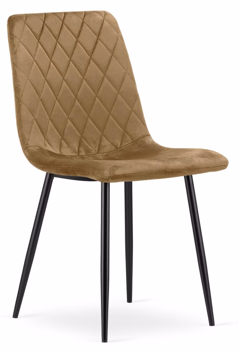 Sedia Turin in velluto marrone con gambe nere