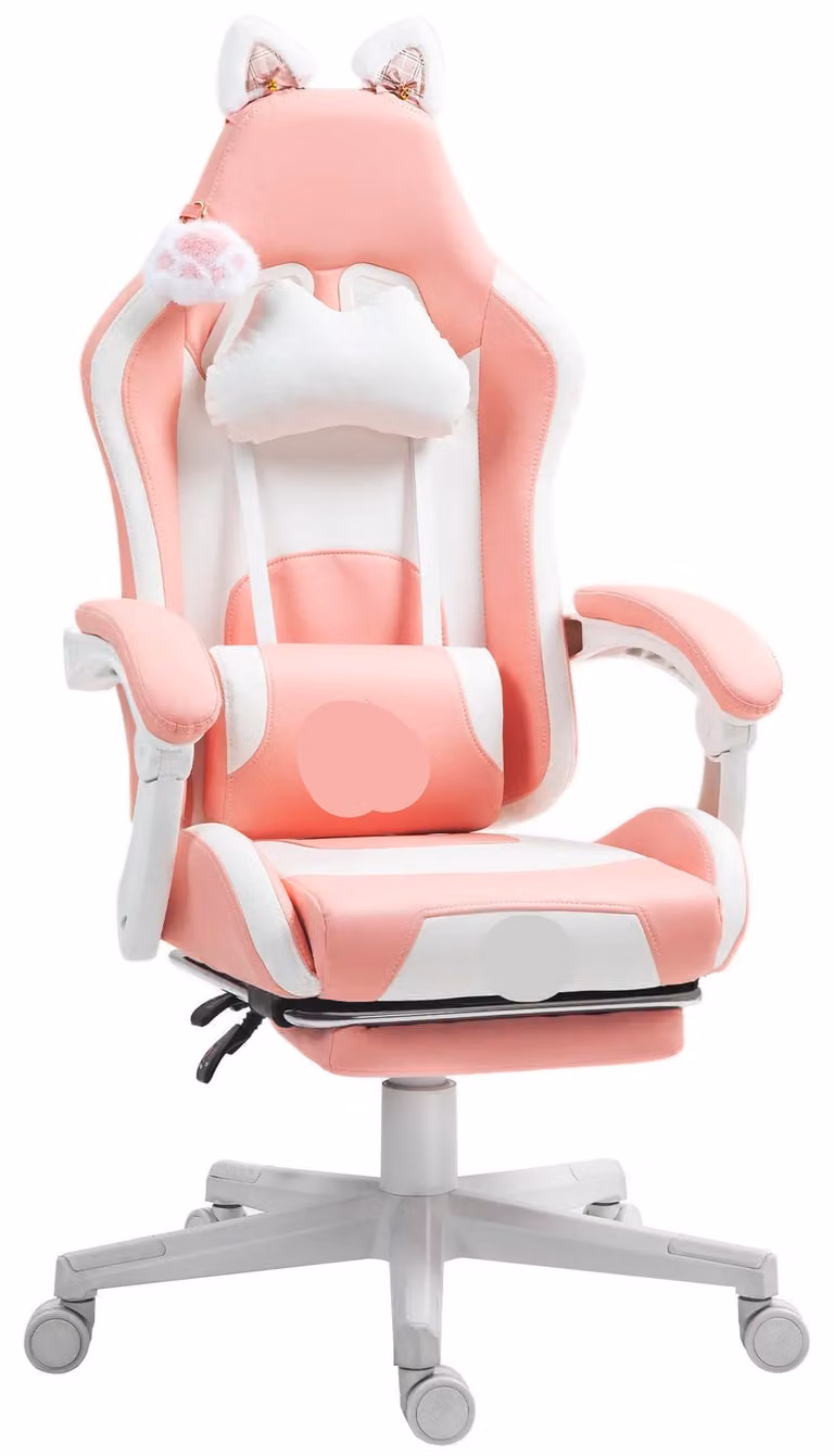 Sedia da gaming con poggiapiedi, sedia da ufficio, ergonomica, regolabile, inclinabile fino a 135°