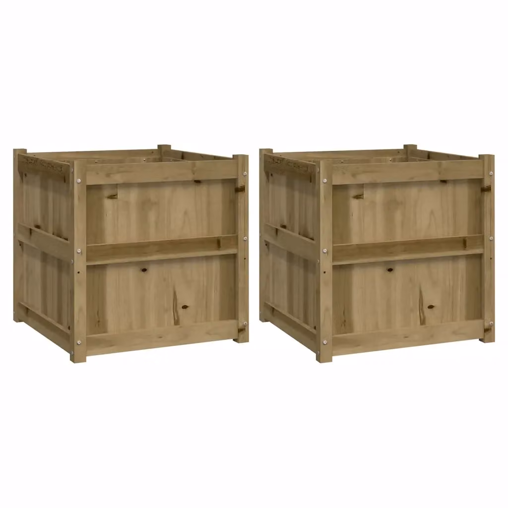 Set di 2 fioriere da giardino vidaXL in legno di pino marrone L/P/H: 60 x 60 x 60 cm – 2