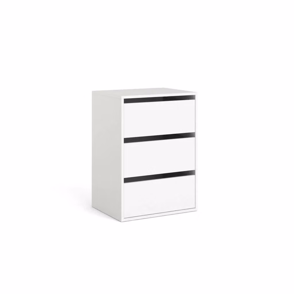 Cassettiera a tre cassetti Adonino bianca in stile moderno L: 70,2 cm, P: 39,9 cm, H: 39,9 cm – 2