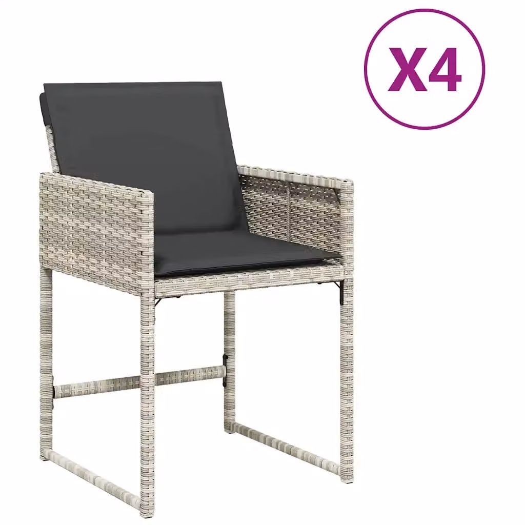 Set di 4 sedie da giardino vidaXL in polyrattan con cuscini grigio antracite e braccioli – 2