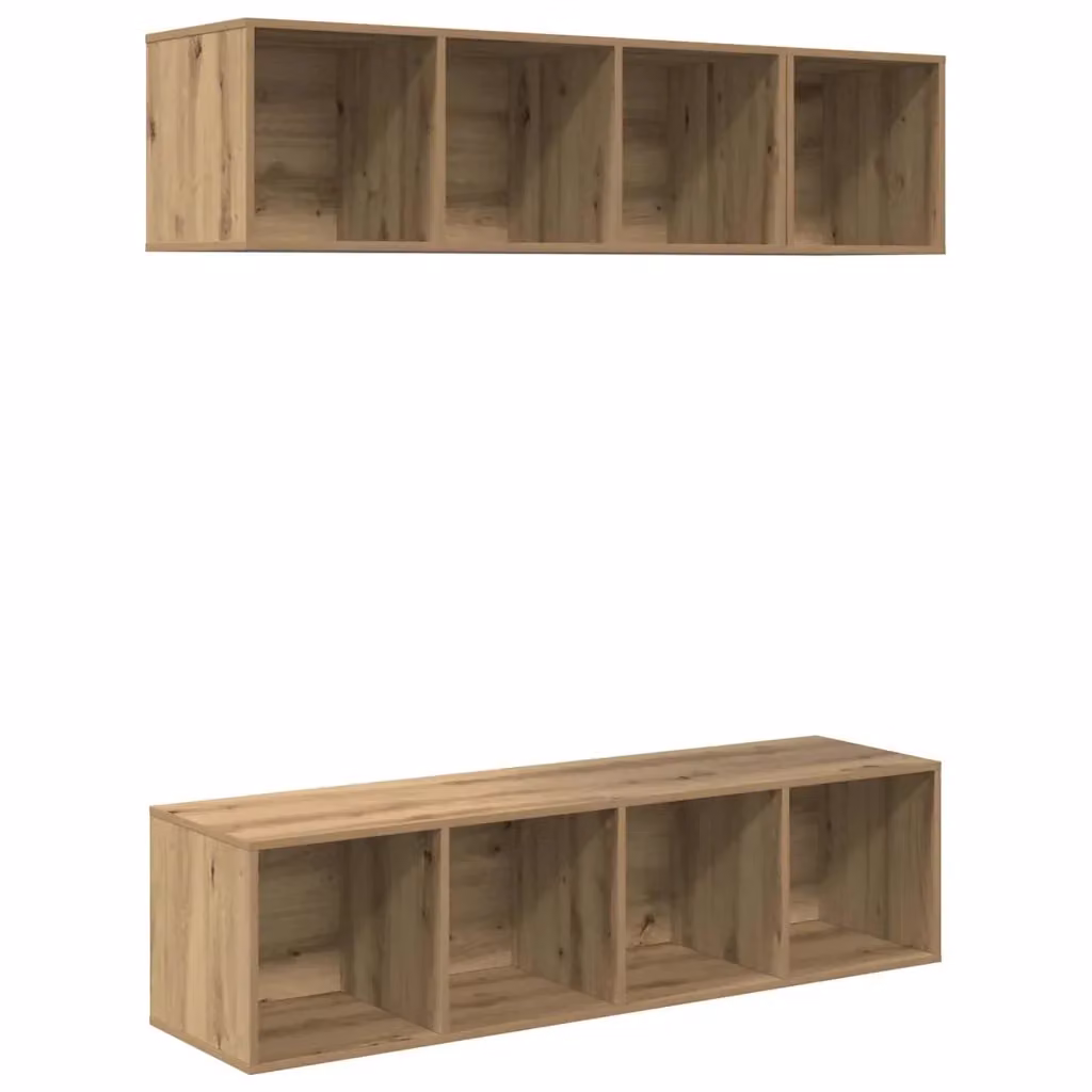 Set di 3 mobili TV sospesi vidaXL in legno rovere marrone stile minimalista – 2