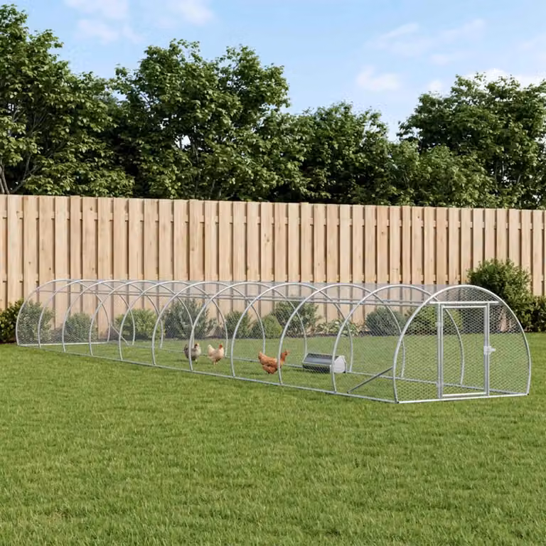 vidaXL Pollaio Argento 1000 x 150 x 100 cm Acciaio zincato