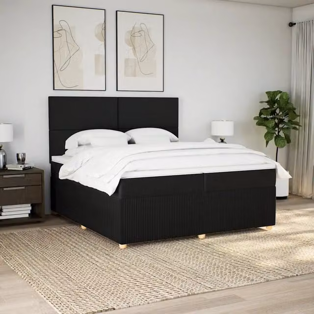 Letto Ibrido Moderno vidaXL con Materasso Nero e Struttura in Legno di Pino, L/P: 200 x 200 cm