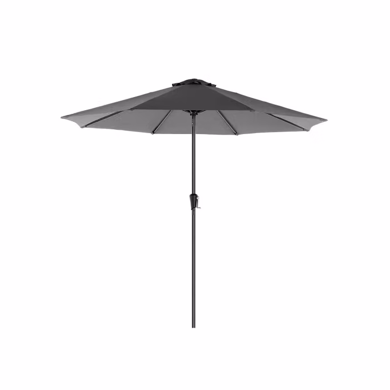 In And OutdoorMatch ombrellone Edna - 300 cm - inclinabile - da campeggio - rotondo - verticale - grigio - UPF 50 - terrazza, balcone, giardino o spiaggia