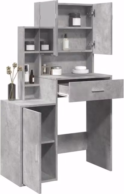 Toeletta con armadietto vidaXL in stile moderno colore grigio cemento L: 80 cm, P: 35 cm, H: 132 cm