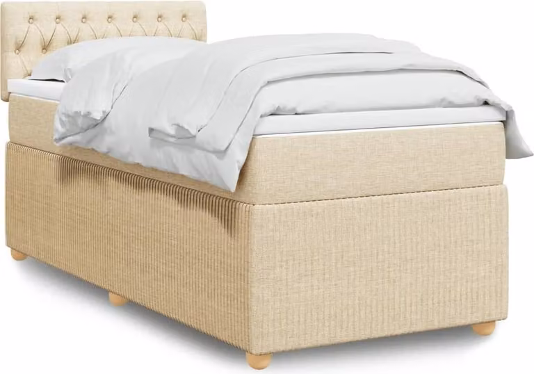 Maison Exclusive - Giroletto a Molle con Materasso Crema 100x200 cm in Tessuto