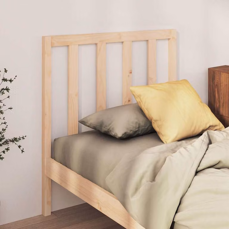 vidaXL Testiera per Letto in Legno Massello di Pino Naturale Beige L: 81 cm, H: 100 cm, P: 4 cm