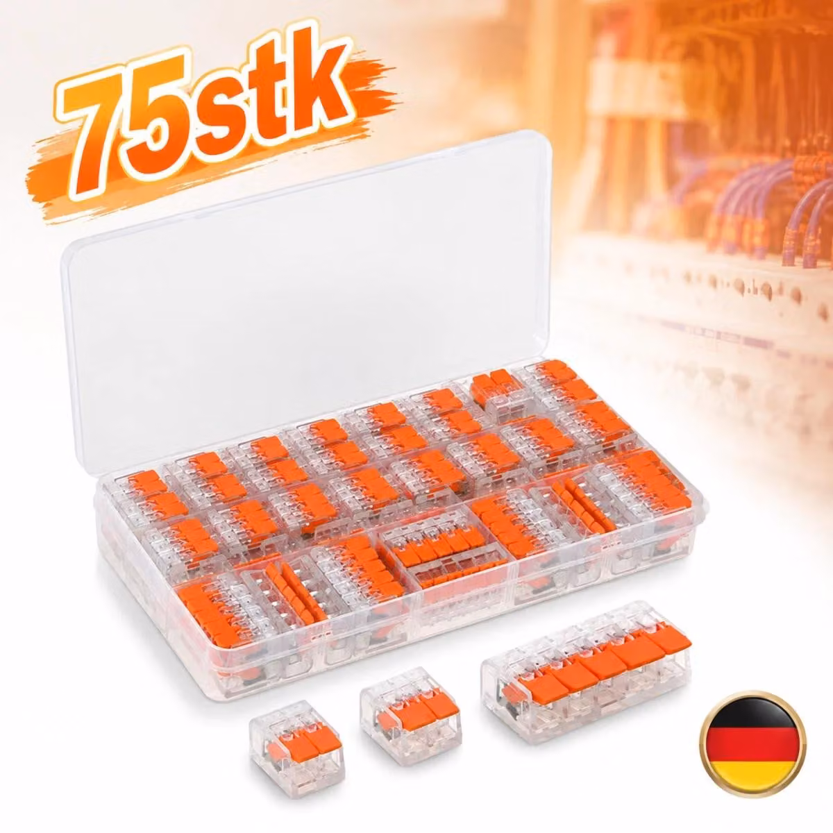 75 morsetti a molla, blocco di connessione, set di morsetti con leva, modelli PCT-412 e PCT-413, 32A, 450V, set