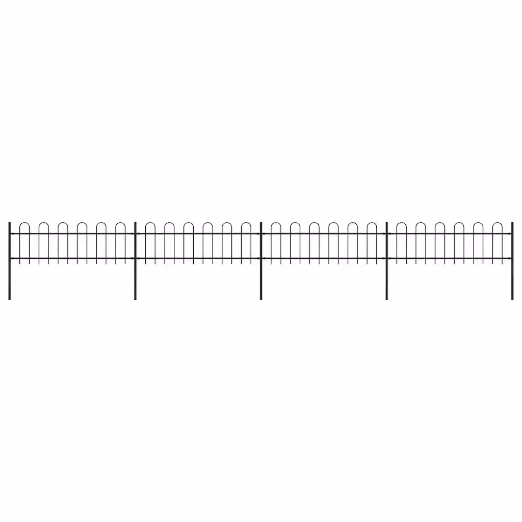 Recinzione da giardino vidaXL in acciaio con parte superiore ad anello, colore nero, L: 671 cm, H: 60 cm
