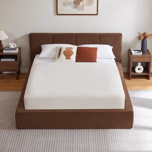 Letto con testiera imbottita ¨C Minimal ¨C Metallo, 140x200 cm, senza materasso
