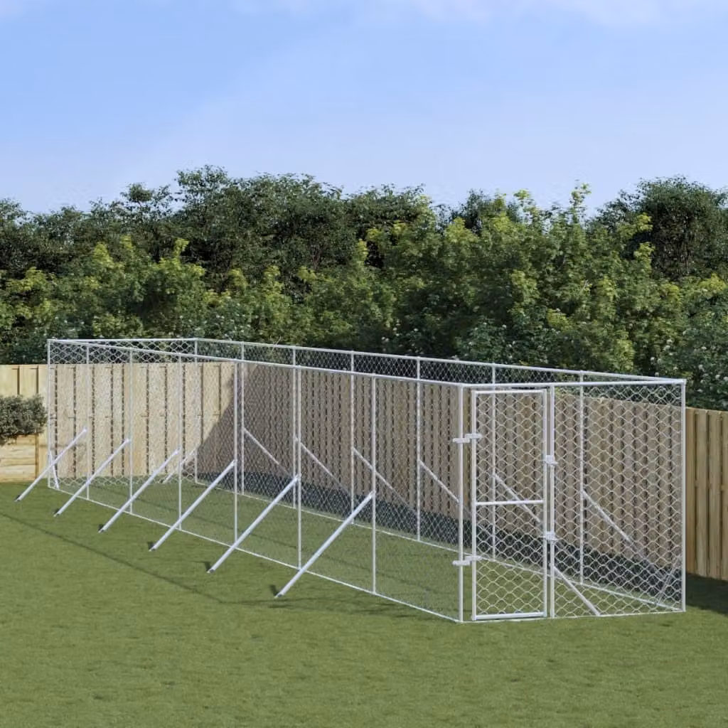 The Living Store Cuccia per cani da esterno Silver 2x14x2 m Acciaio zincato