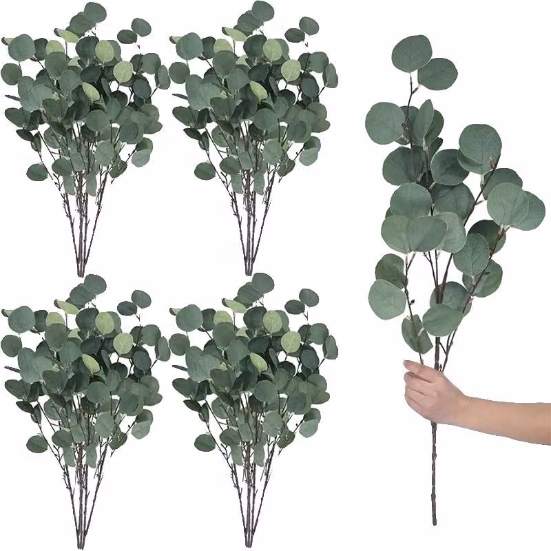 Rami di eucalipto artificiali, 78 cm, design realistico, confezione da 3 pezzi, colore verde