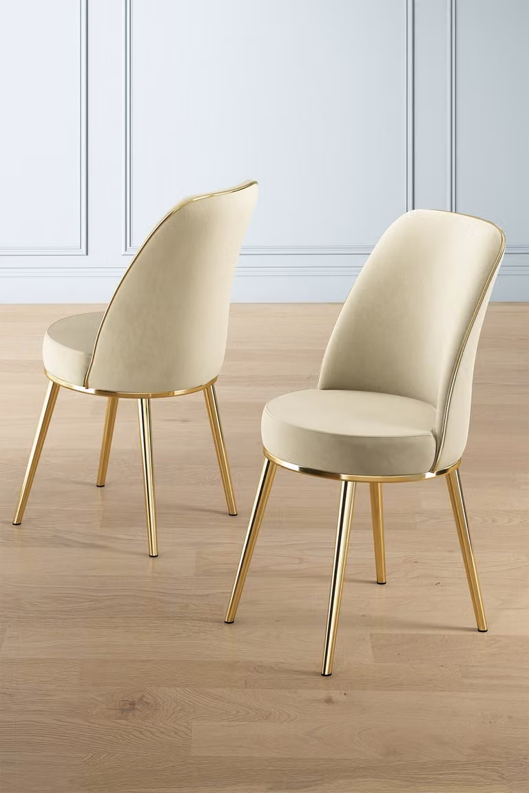 Skye Decor, Pefa - Crema, Oro, Set di sedie (2 pezzi), Crema, Struttura: 100% METALLO, 45 x 91 x 42 cm