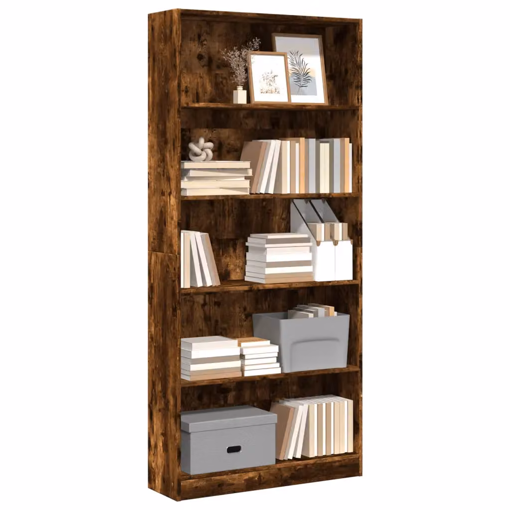 Libreria moderna vidaXL in legno multistrato e MDF, colore marrone, L 80 cm x P 24 cm x H 176 cm