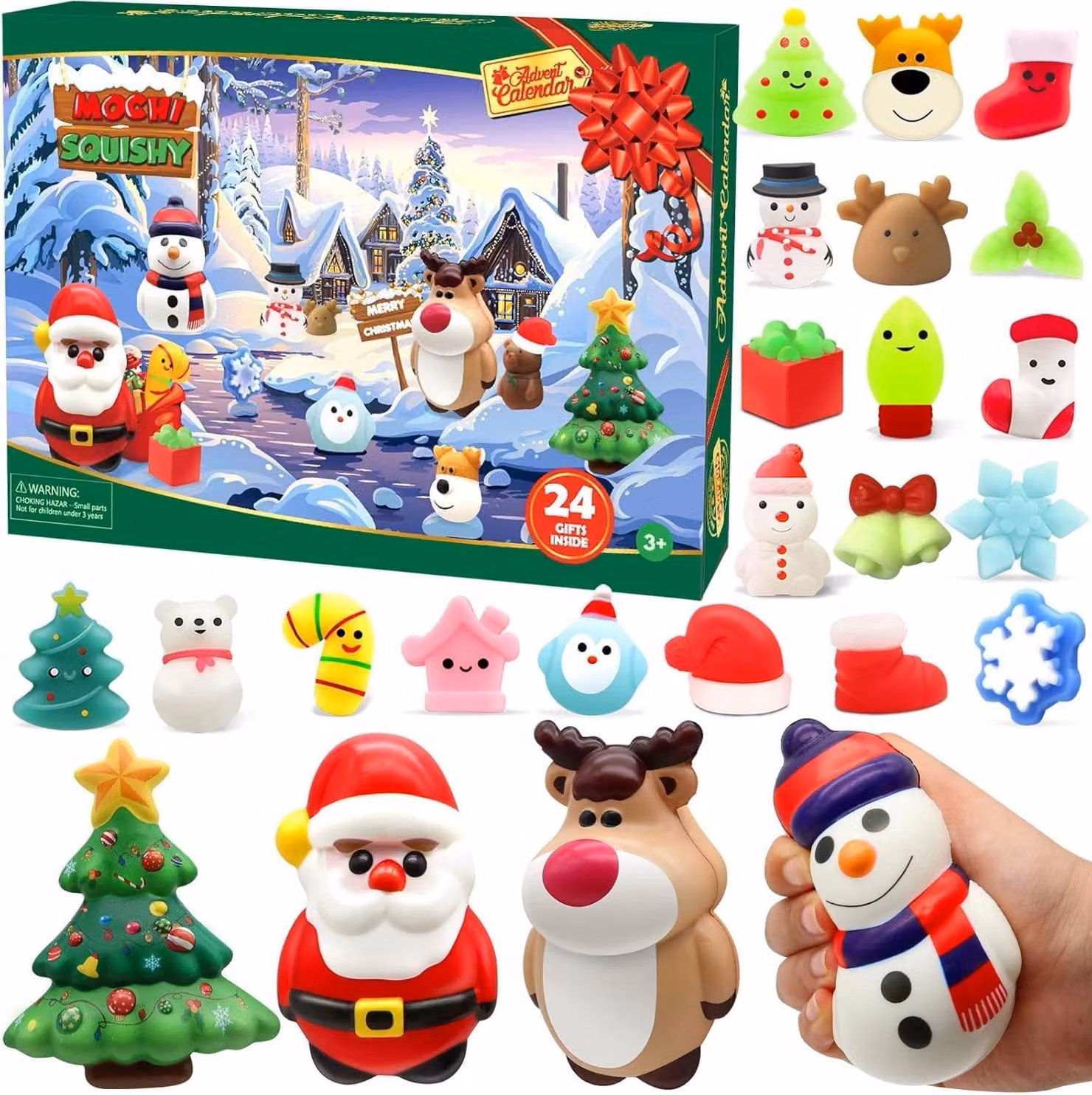 Calendario dell'Avvento 2025 con Jumbo e Mochi, giocattoli antistress