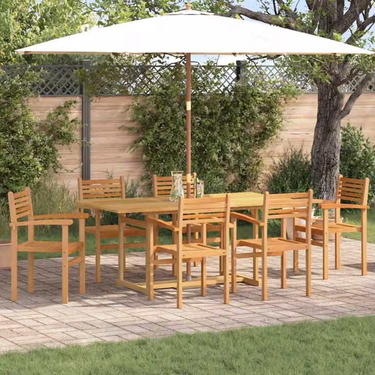 Set da pranzo per giardino e terrazza vidaXL in legno di teak solido marrone, 7 pezzi