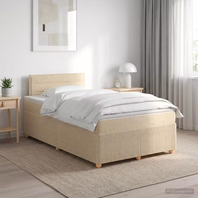 Letto box spring con materasso Crema 120 x 190 cm Tessuto 3451417