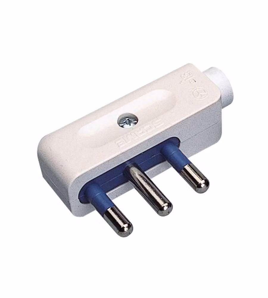 Poly Pool Spina Salvaspazio 16A 2P+T Bianco Uscita Cavo a 90°