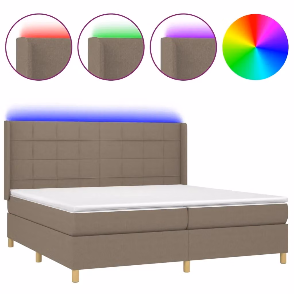 Letto Ibrido con Materasso a Molle Insacchettate vidaXL, Colore Beige, con Illuminazione LED e Porta USB, L/P: 200 x 200 cm – 2