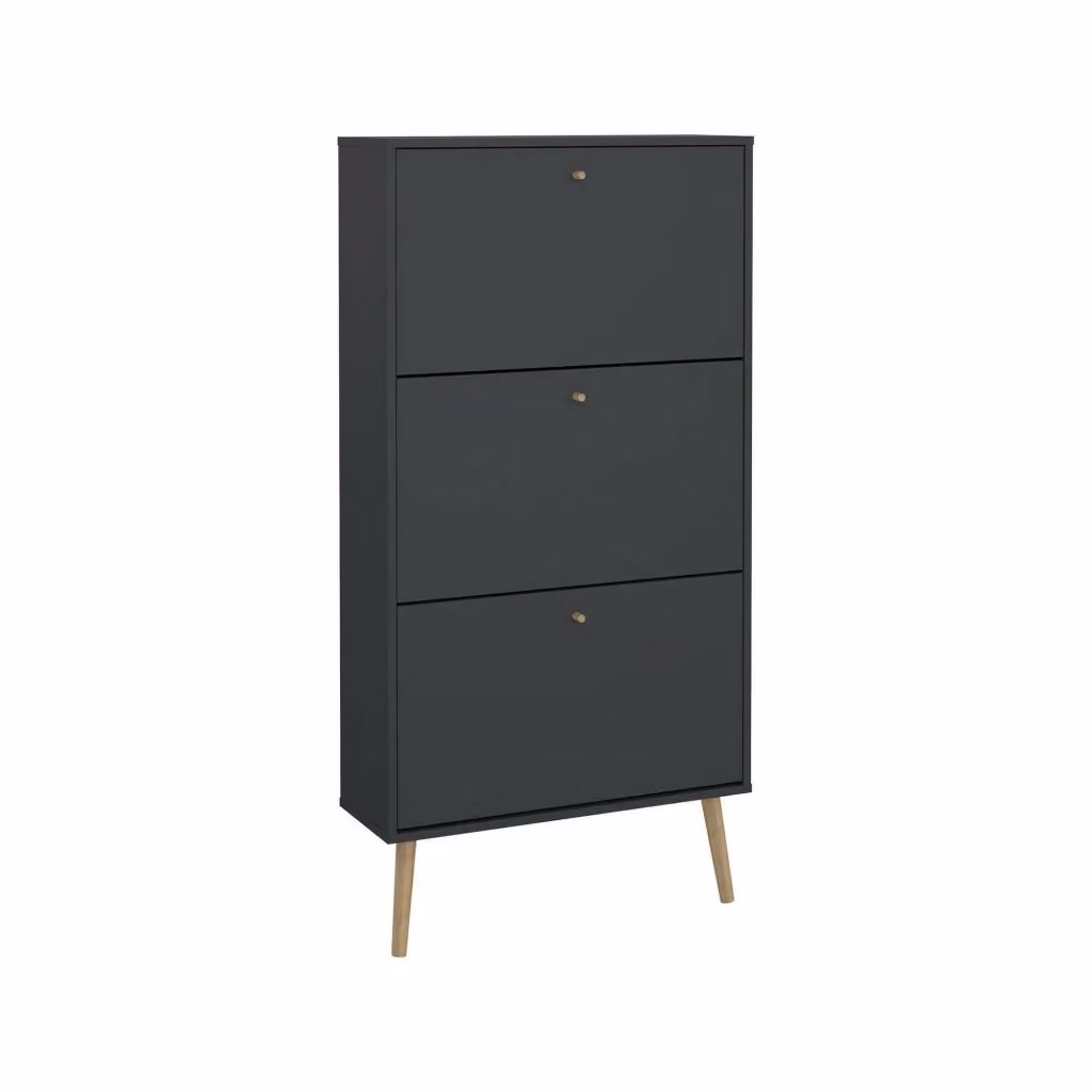 Scarpiera Fung DMORA, Armadio da ingresso e mobile porta scarpe moderno in MDF, Grigio, L: 70,3 cm, P: 24,05 cm, H: 139,3 cm – 2