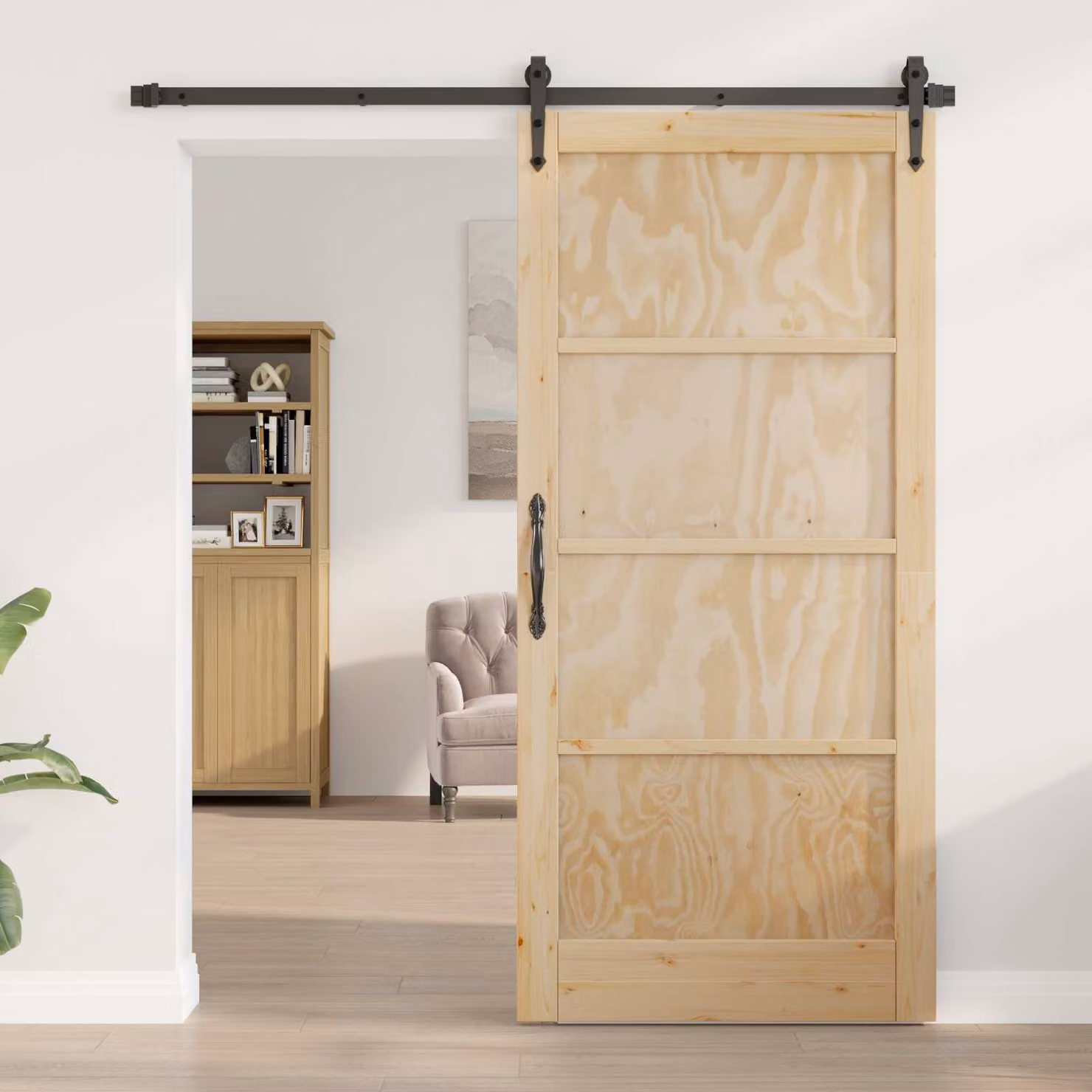 Porta interna scorrevole vidaXL in legno in stile rustico, marrone e beige, L: 93 cm, H: 202 cm