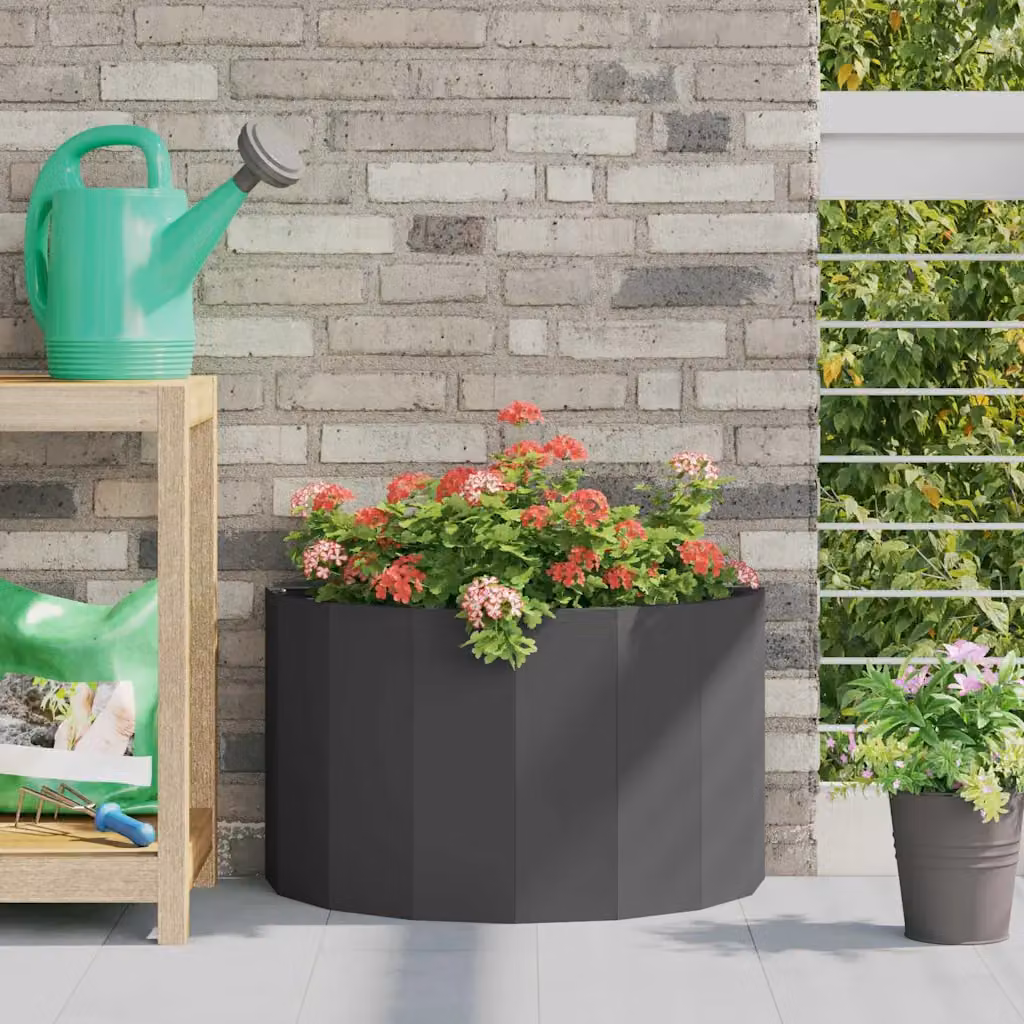 Fioriera vidaXL in acciaio nero L: 60 cm, P: 30 cm, H: 35 cm