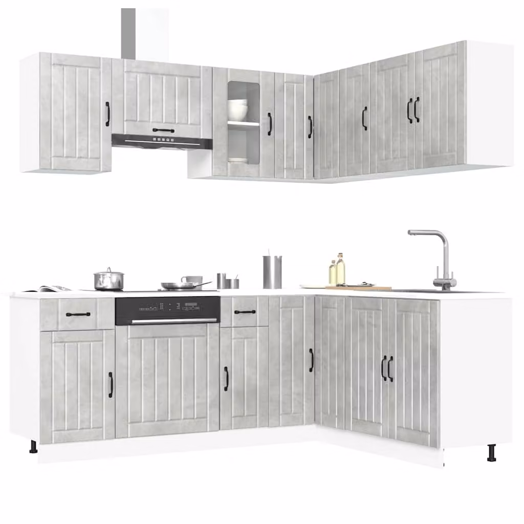 Set Mobili da Cucina vidaXL Kalmar 11 Pezzi Grigio Cemento Moderno