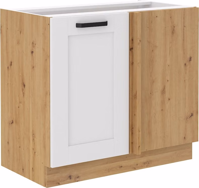 Armadietto allungato ad angolo LAILI - larghezza 105 cm, bianco / rovere artisan