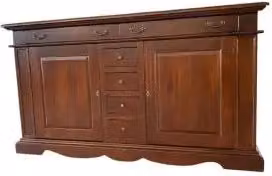 Credenza Madia Alberta KIVIO in legno marrone con 2 ante bugnate e 6 cassetti