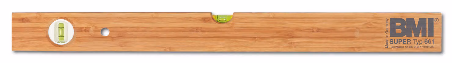 BMI Holzwasserwaage 661 Länge 60 cm aus Hartholz Sanitär Straßenbau 2 Libellen