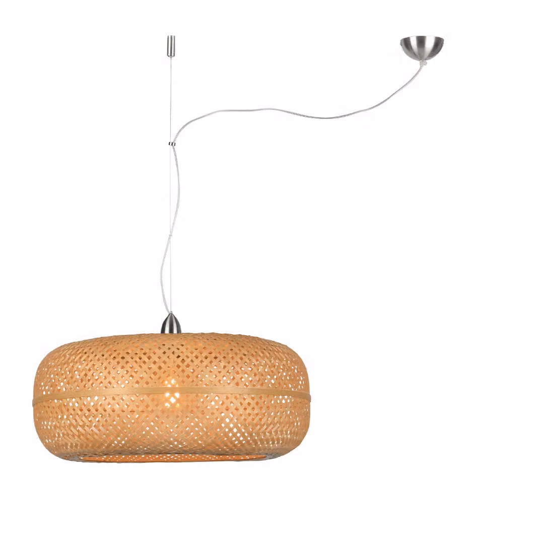 GOOD&MOJO - Lampada a sospensione Palawan - Bambù - Destra - Ø60cm Lampada a sospensione - Lampada da tavolo - Lampada da soggiorno - Lampada da camera da letto - Soggiorno