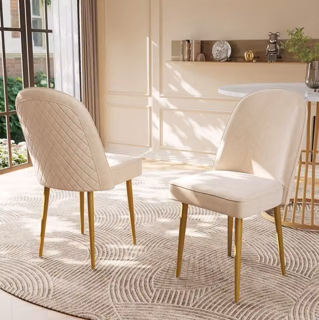 Set di 2 sedie da sala da pranzo 45,5 x 62 x 87,5 cm beige – schienale curvo