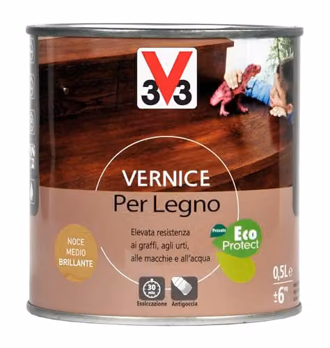 V33 Vernice Per Decorare E Valorizzare I Rivestimenti Interni In Legno, Resa 12mq / L Circa Noce Medio 500 Ml
