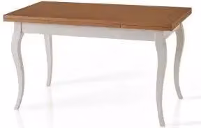 Tavolo allungabile Shabby chic piano ciliegio e base dritta bianca gambe provenzali