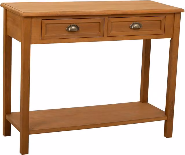 Mobile da ingresso in legno con 2 cassetti e 1 ripiano marrone 100x40x78