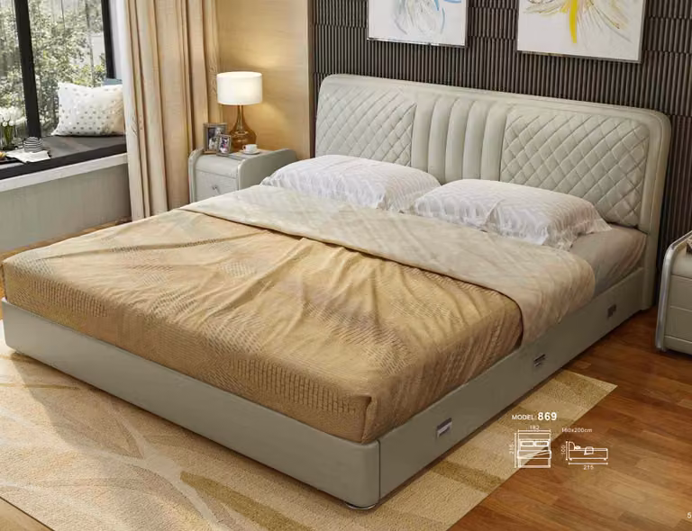 Stoff Design Bett Doppel Betten Luxus Ehe Modernes Hotel Gestell Schlaf Zimmer