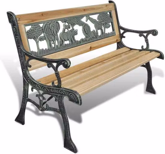 Altalena a forma di animale in legno - Panchina da giardino in legno per bambini, 84 cm - Panchina da giardino ornamentale in legno e bronzo - Panchina da esterno decorativa per il giardino