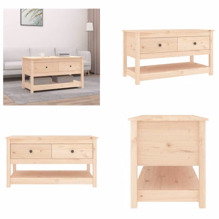 vidaXL Tavolino 102x49x55 cm in pino massiccio - Tavolino - Tavoli da caffè - Tavolino - Tavolino da divano