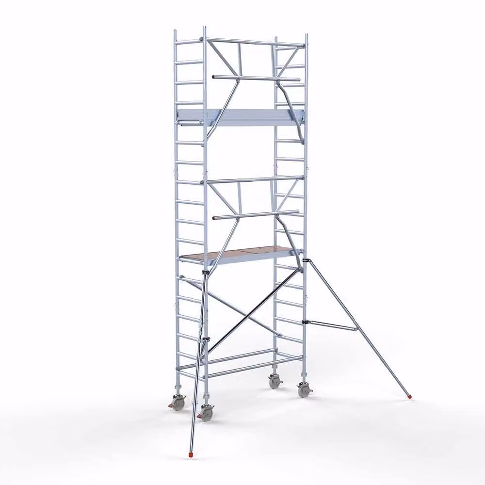 Piattaforma elevatrice mobile con corrimano laterale - altezza di lavoro 6,2 metri - piattaforma in alluminio di 190x75 cm